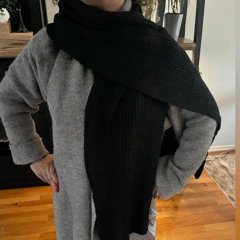 Style & Co Rib Solid Black Scarf - Picture 2 of 5